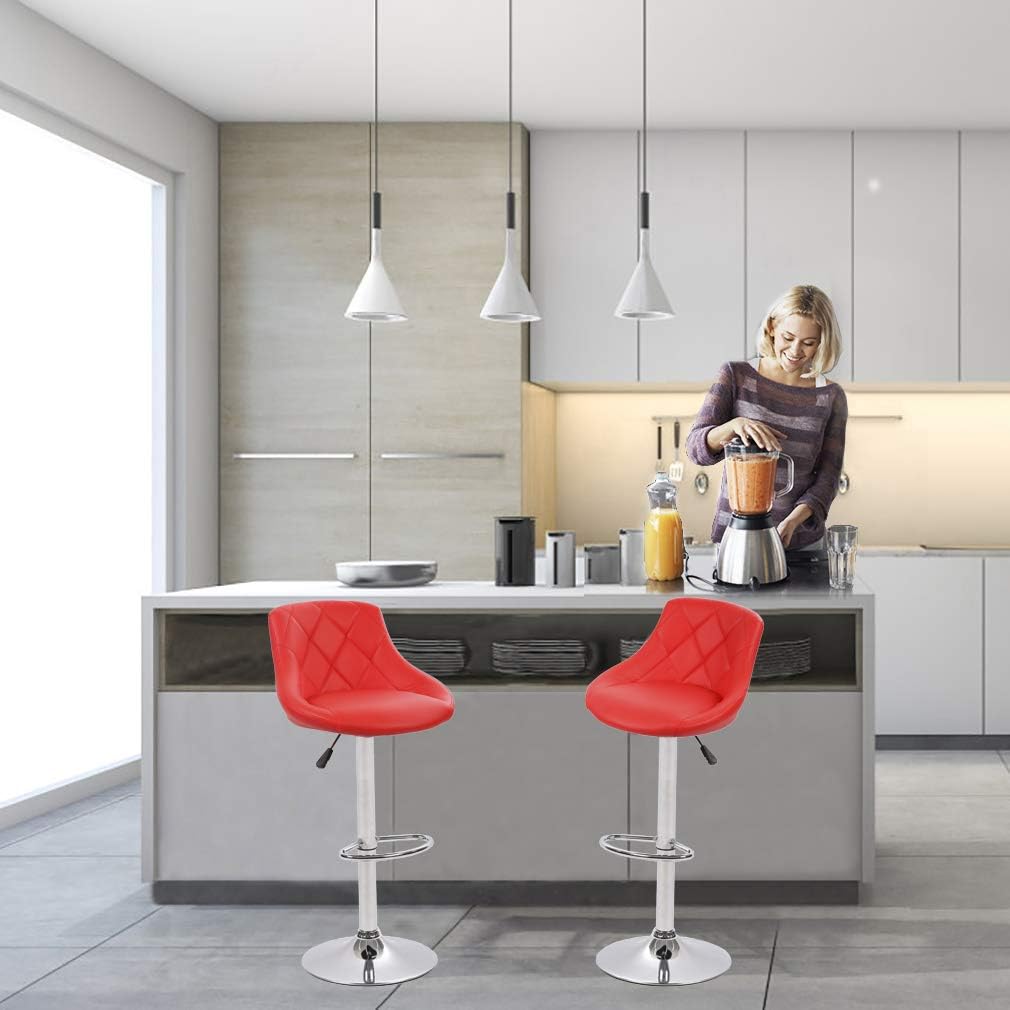 Bar Stools Barstools Swivel Stool Set of 2 Height Adjustable Bar Chairs with Back PU Leather Swivel Bar Stool Kitchen Counter Stools Dining Chairs