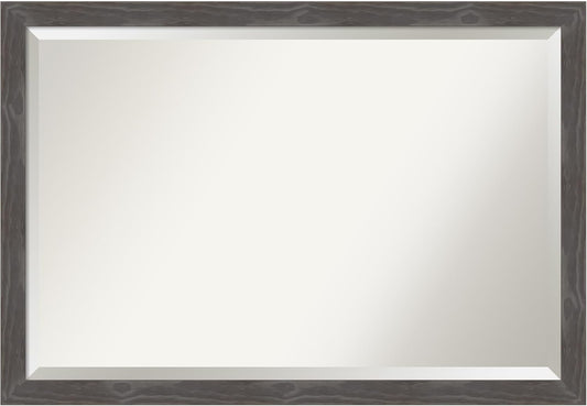 Amanti Art Grey Wall Mirror 27x39 Woodridge Rustic Grey Rectangle Bathroom Mirror for Wall Decor Living Room, Large Country Rustic Wood Frame, Hangs Horizonally and Vertically, Bathroom Decor,