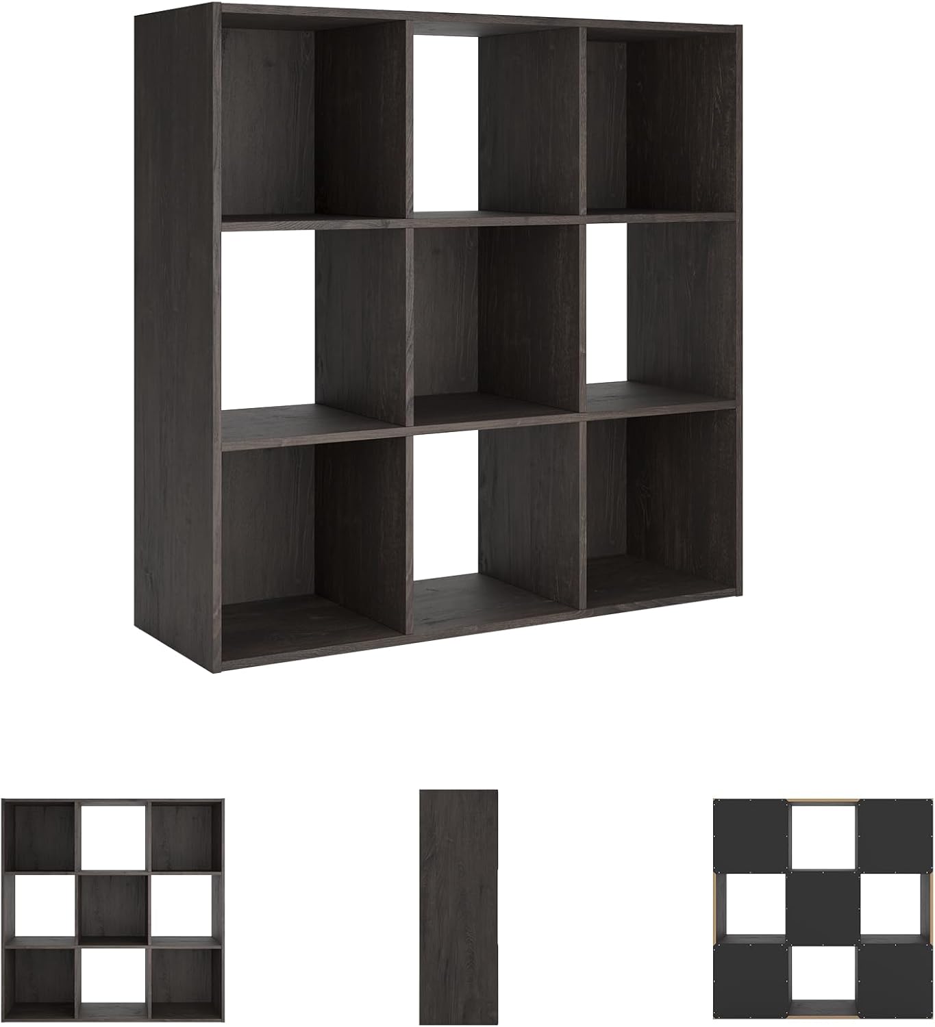 Signature Design by Ashley Piperton 9 Cube Storage Organizer or Bookcase, Charcoal