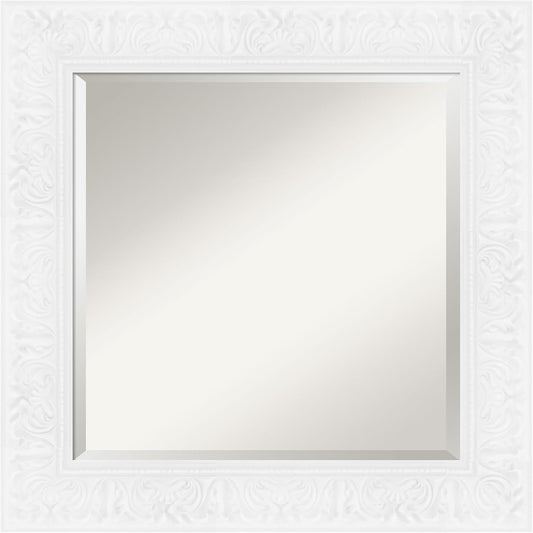 Amanti Art White Bathroom Mirror for Over Sink, 27x27 Luxe White Square Vanity Mirror, Medium Traditional Frame, Hangs Horizonally and Vertically, Bathroom Wall Decor, Beveled Edge