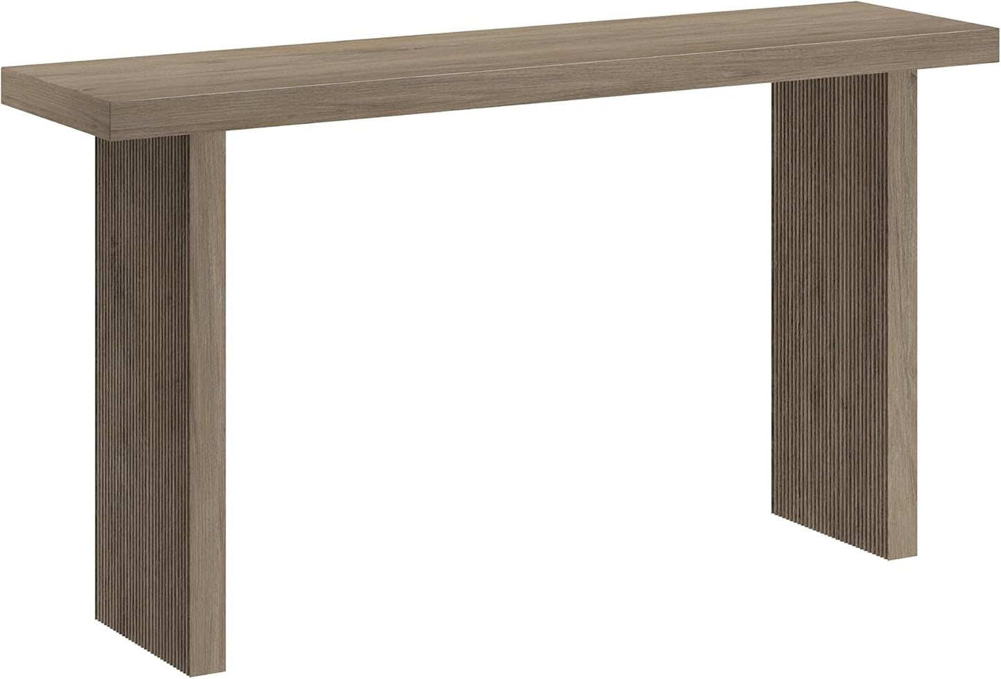 Henn&Hart 55'' Wooden Rectangular Fluted Console Table Entryway Table, Sofa Table for Entryway, Living Room, Couch, Hallway, or Office, Antiqued Gray Oak