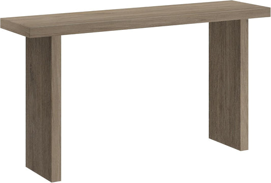 Henn&Hart 55'' Wooden Rectangular Fluted Console Table Entryway Table, Sofa Table for Entryway, Living Room, Couch, Hallway, or Office, Antiqued Gray Oak