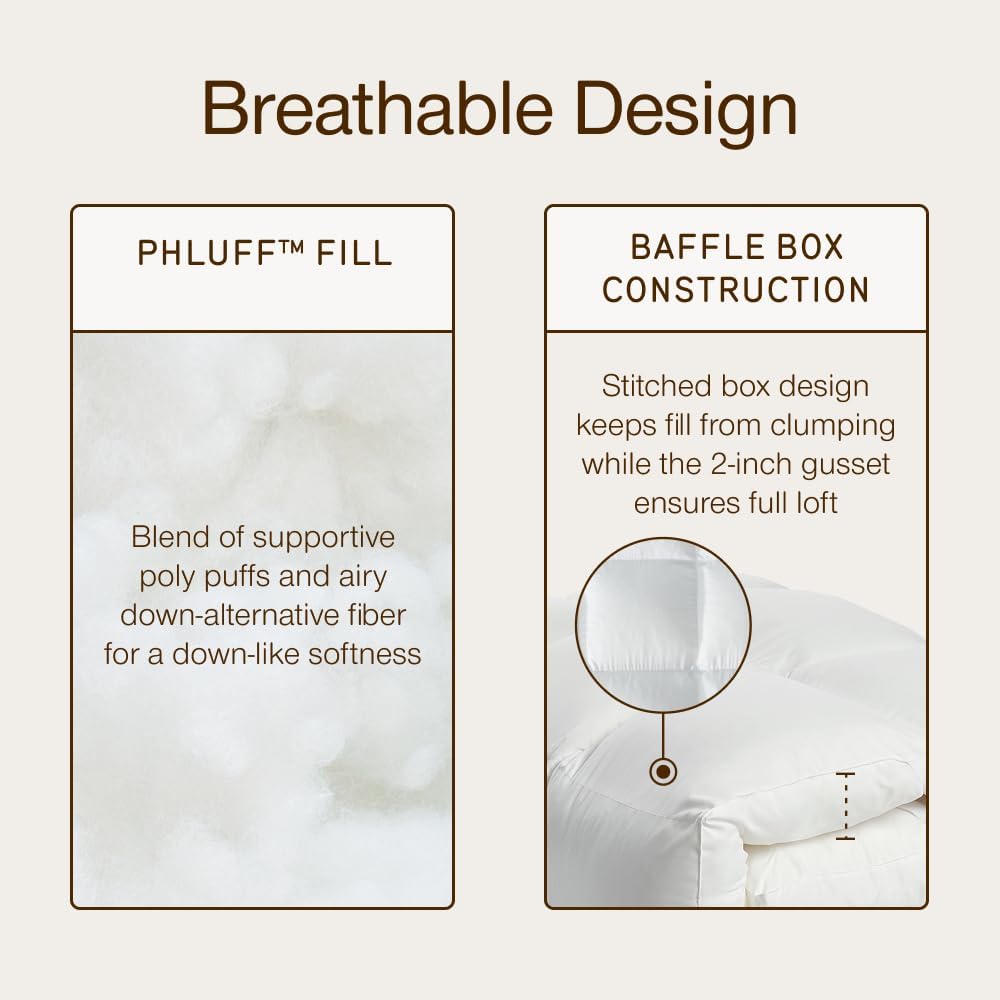 Coop Home Goods Essence Down Alternative Mattress Topper Queen, Plush 2-Inch Gusset and Baffle Box Design for Even Support and Comfort, Premium Bed Topper for Pressure Relief, Oeko-TEX Certified