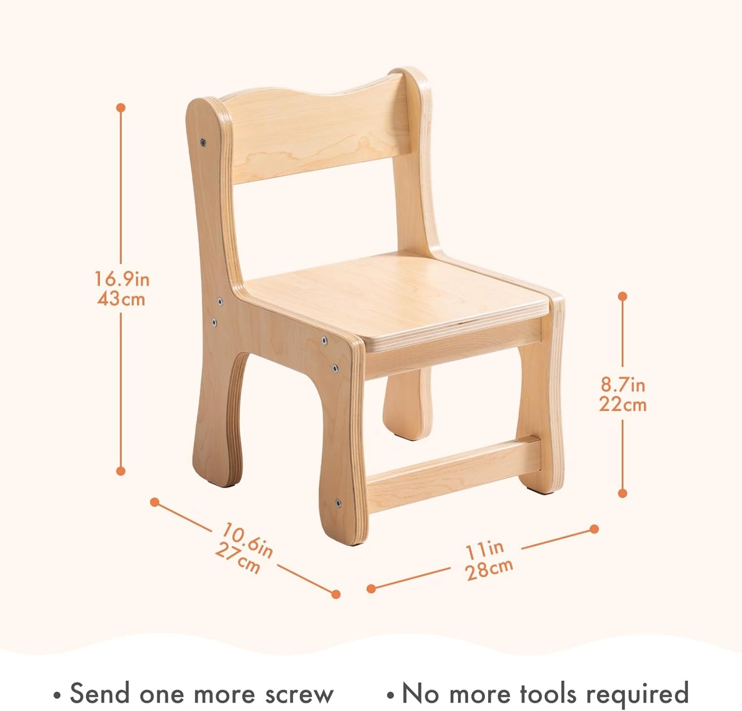 ROBUD Wooden Toddler Chair Wood, Kids Chair Set of 2, Sturdy Kids Chairs for Toddlers for Children Aged 3+, 250 Lbs Capacity Each Count