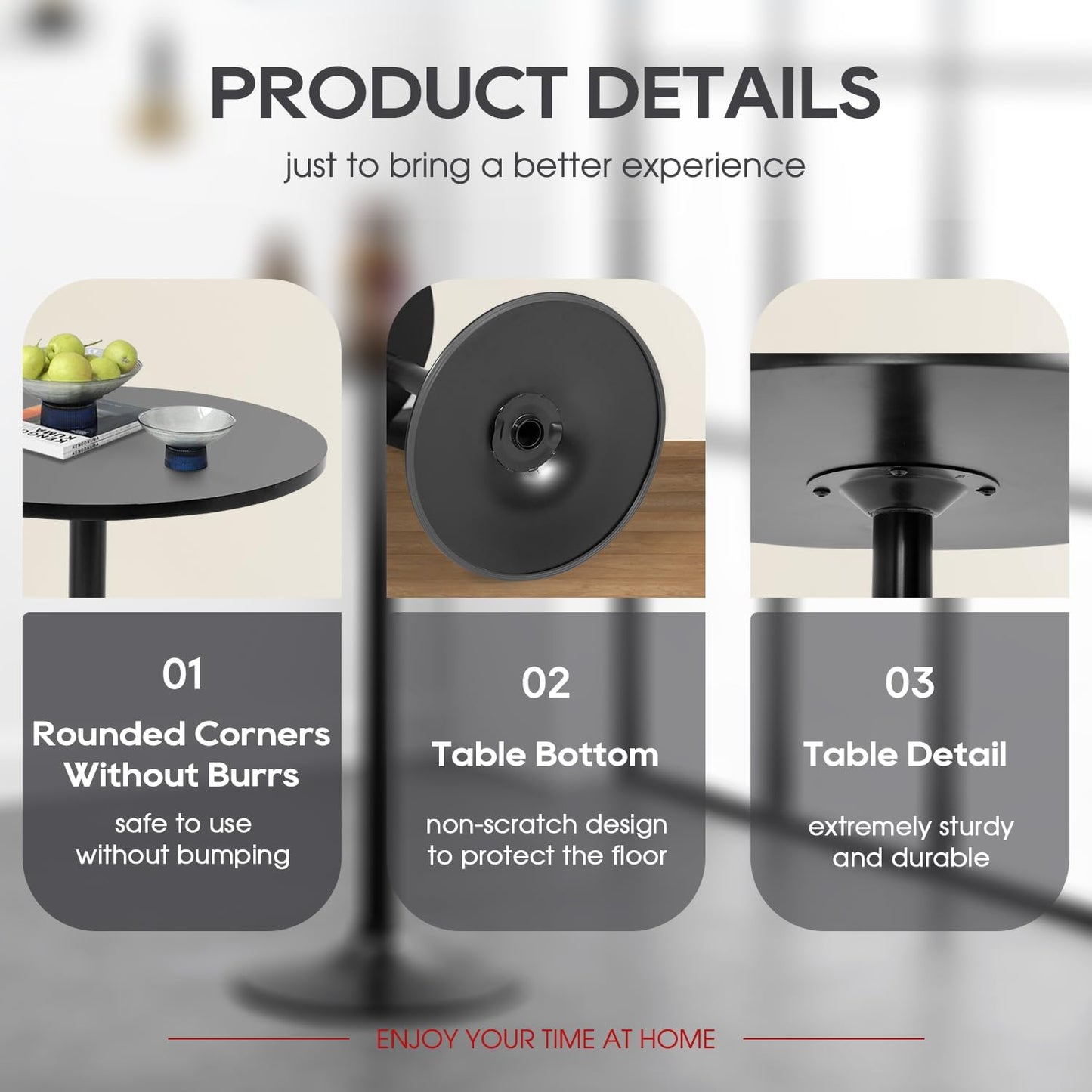 FDW Pub Table 40 Inch Height Cocktail Table Round Bistro Bar Table for Home and Kitchen Dining