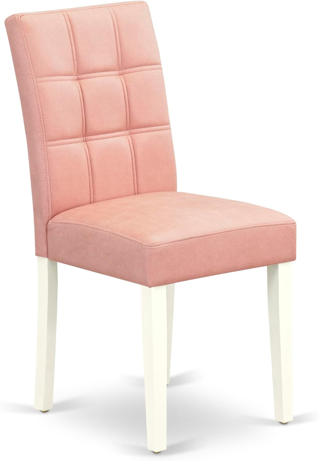 East West Furniture ANAS3-LWH-42 3 Piece Dining Table Set consists A Wood Table and 2 Beige Red Polyester Fabric Mid-Century Dining Chairs with Stylish Back- Linen White Finish