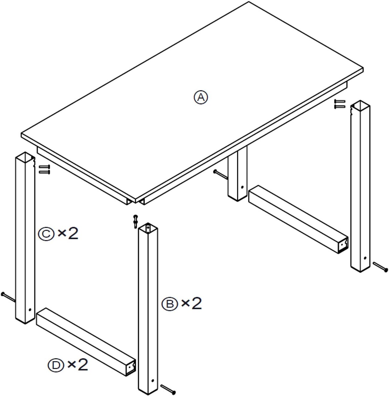 Decoholic 63 Inch Computer Desk, Home & Office PC Laptop Study Writing Table Workstation with Leg Bars, Modern Simple Industrial Style,Oak