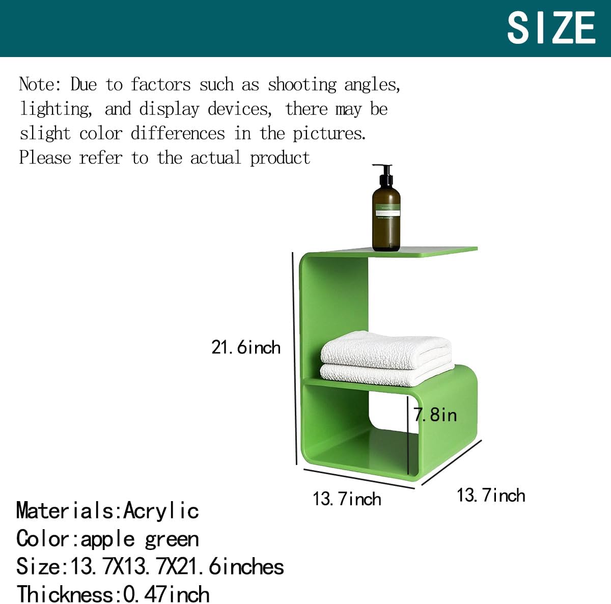 Acrylic End Table for Nightstand,21" H C-Shaped End Table for Living Room,Bathroom,Bedside Table for Bedroom.Side Tables for Living Room for Small Spaces