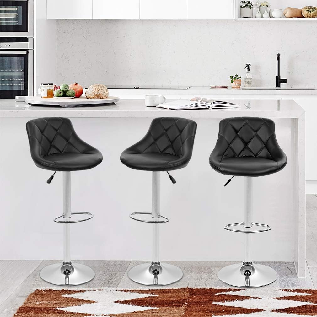 BestOffice Counter Height Bar Stools Set of 2 Bar Stools Swivel Stool Height Adjustable Bar Chairs with Back PU Leather Swivel Bar Stool Kitchen Counter Stools Dining Chairs