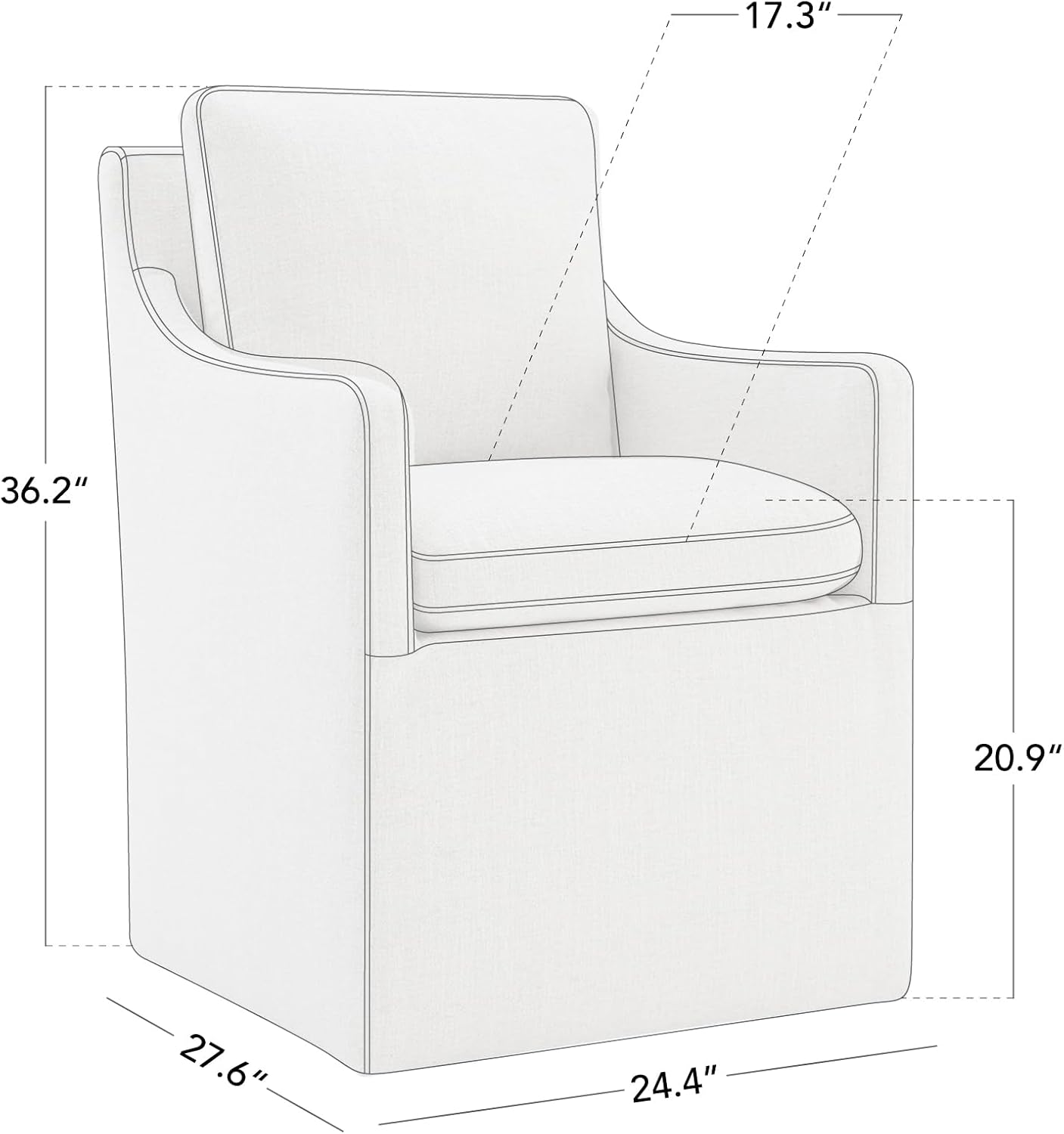 Upholstered Dining Chairs with Casters Modern Accent Armchair with Rollers for Diningroom Bedroom Livingroom Reading Room