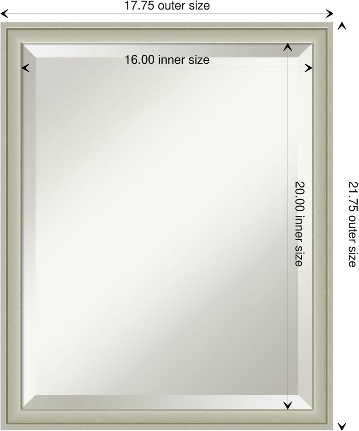 Amanti Art Silver Bathroom Mirror for Over Sink, 22x18 Florence Silver Rectangle Vanity Mirror, Small Casual Frame, Hangs Horizonally and Vertically, Bathroom Wall Decor, Beveled Edge from WI, USA