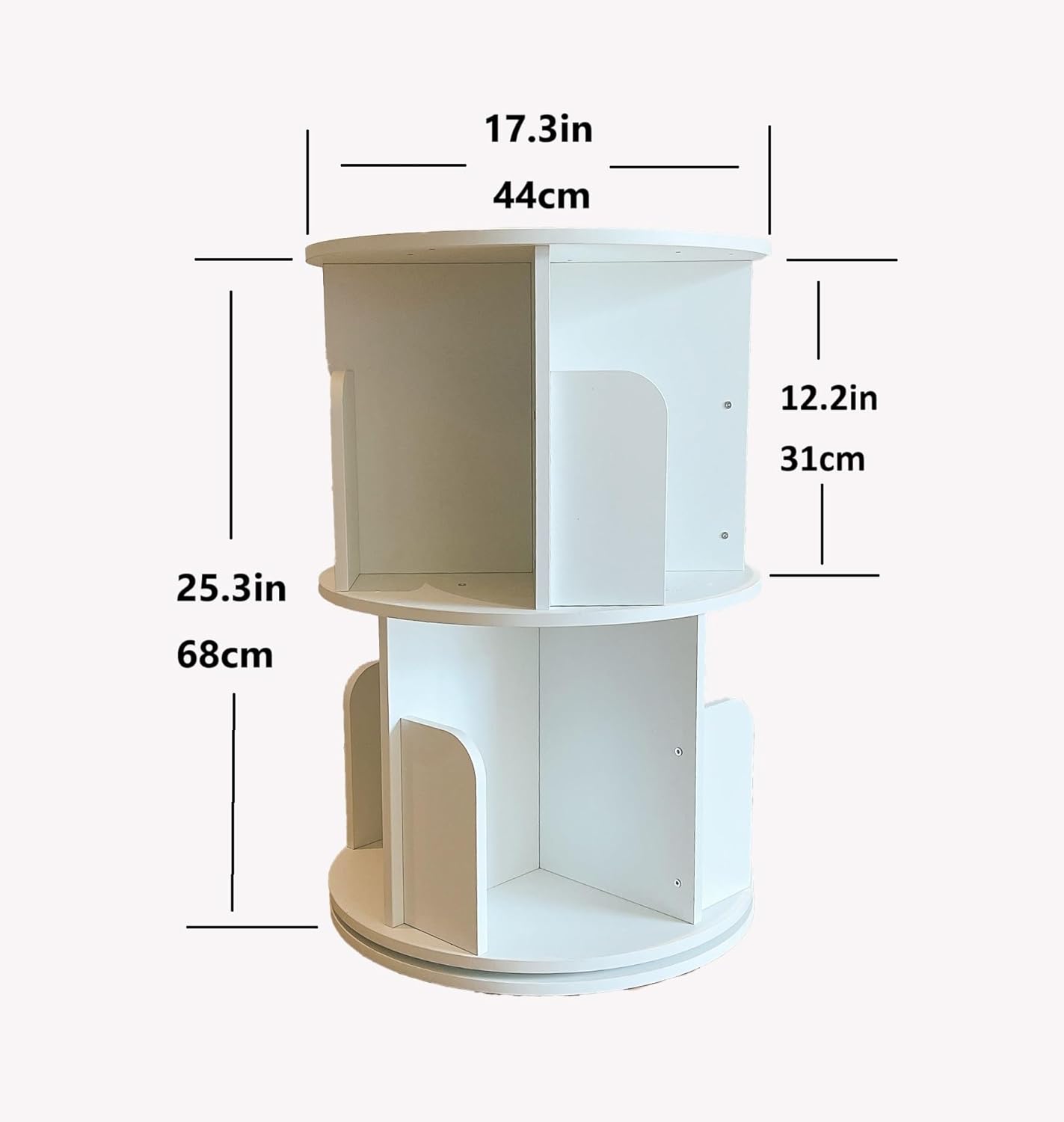 Heehee Wooden Rotating Bookshelf 360 Display Floor Standing Bookcase Storage Rack for Kids&Adults Multi-Functional Bookshelf Organizer (White (2-Tier))