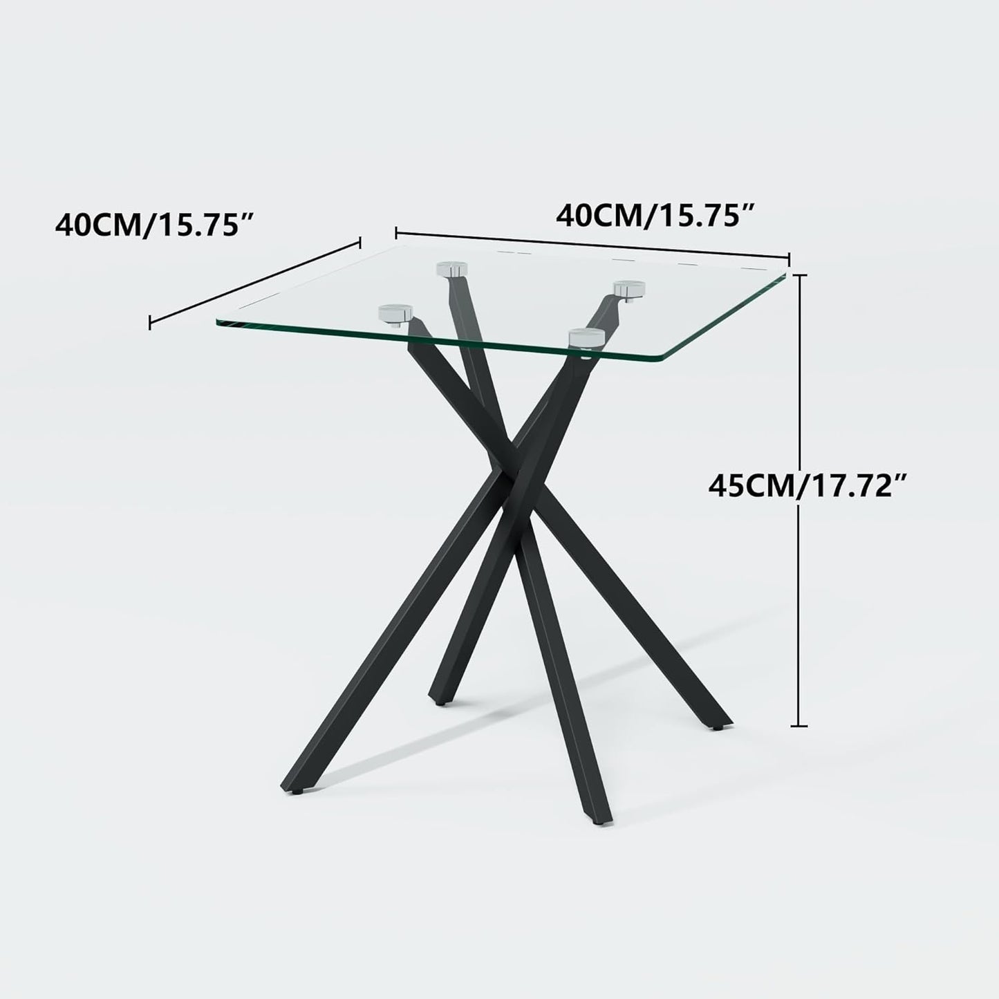 Side Table Set of 2, Modern Stylish End Tables with Tempered Glass Top and Black Metal Legs,Durable Sofa Side Tables for Living Room Bedroom