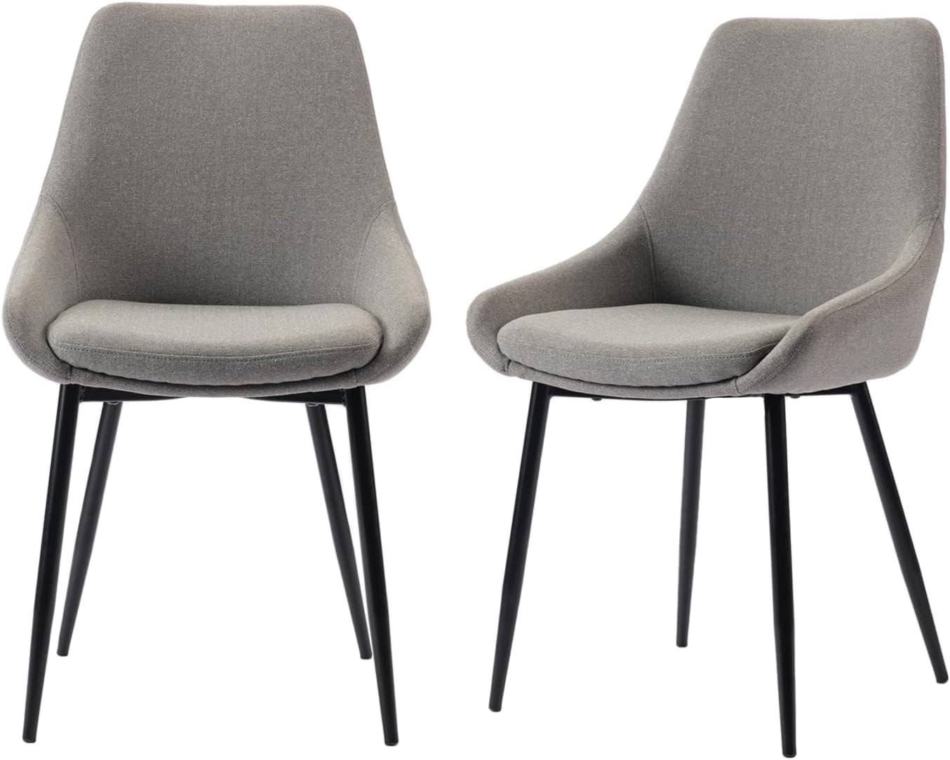 Modern Dining Chairs Set of 2, Shell Upholstered Chair with Metal Legs for Dining Living Room Kitchen (Light Grey)…