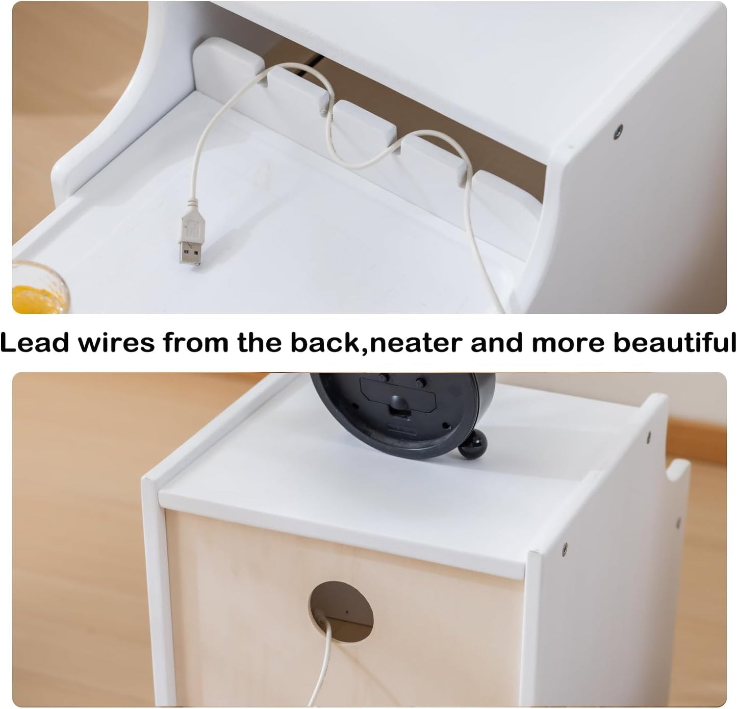 Small Nightstand, Narrow Nightstand, Solid Wood Night Stand, Narrow Side Table for Small Spaces, Couch, White Color 11.81 in Wide