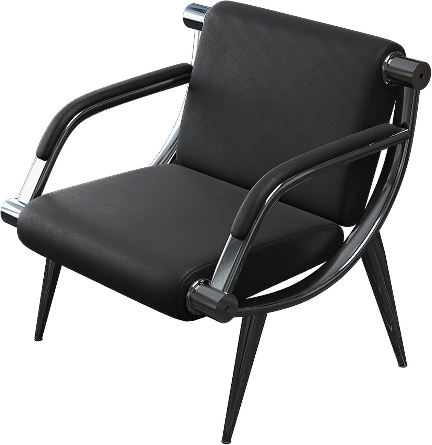 wonline Waiting Room Chair with Armrest Black PU Leather Office Furniture, Office Guest Seating Lobby Conference Reception Chairs for Airport Clinic Hospital Bank Salon Barber(Black)