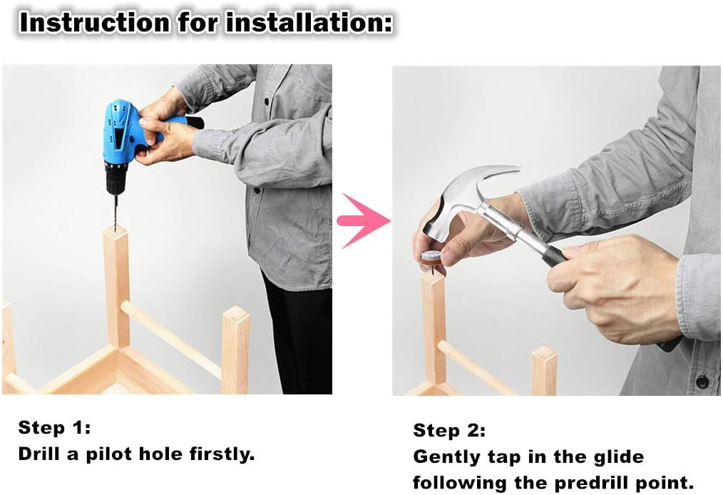 ALIMITOPIA 40pcs Furniture Glide Nail-in Thickened Nylon Chair Glide Slider Furniture Pad Floor Protector for Wooden Furniture Chair Tables Leg Feet(Φ24mm or 0.95";White)