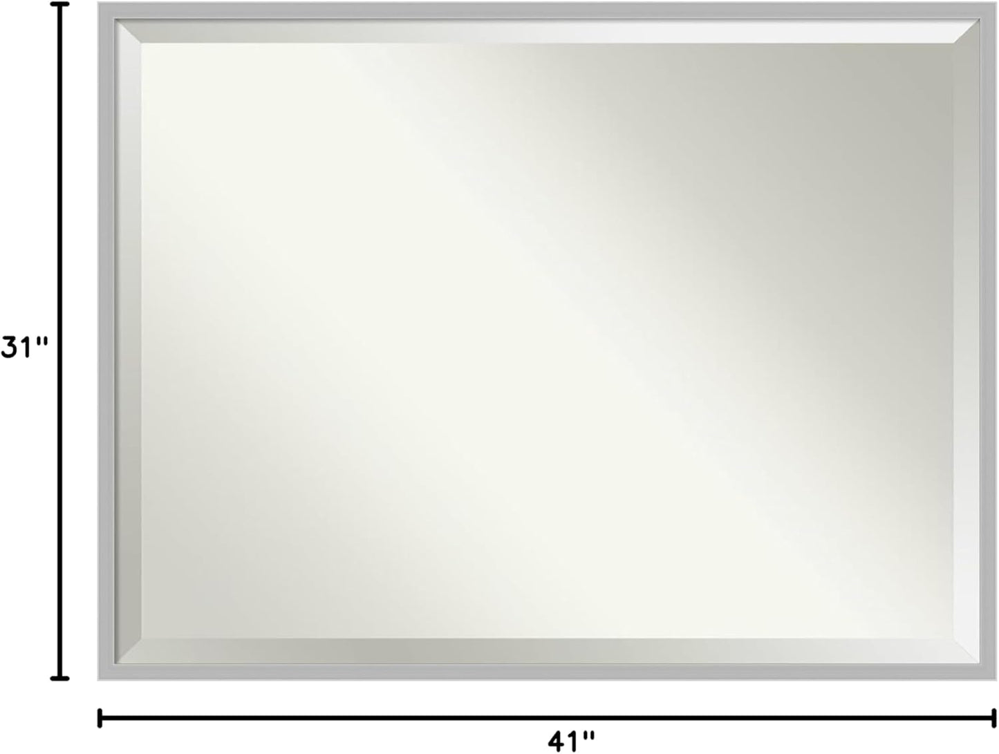 Amanti Art Silver Bathroom Mirror for Over Sink, 31x41 Hera Chrome Rectangle Vanity Mirror, X-Large Modern Frame, Hangs Horizonally and Vertically, Bathroom Wall Decor, Beveled Edge from WI, USA