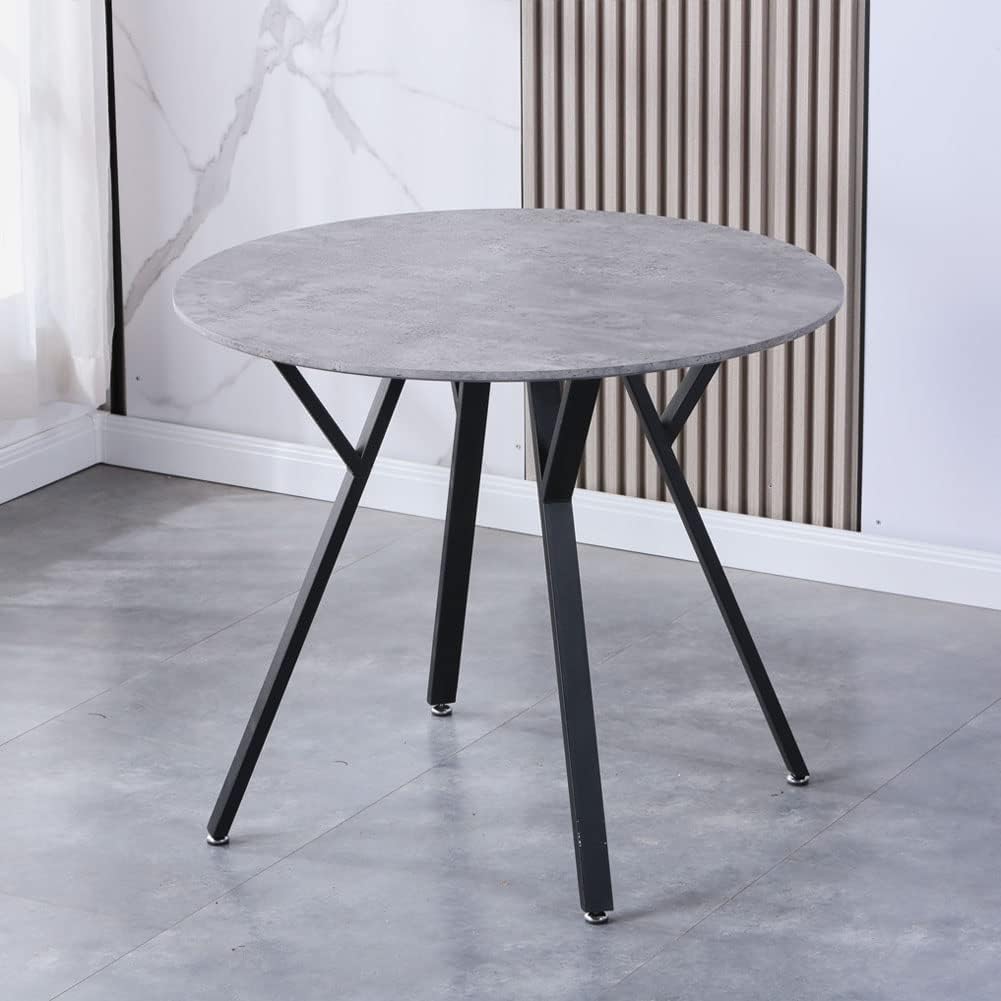 Round Dining Table with Metal Legs, 35.5 in Modern Kitchen Table Dining Room Table for Dining Room Kitchen, Grey