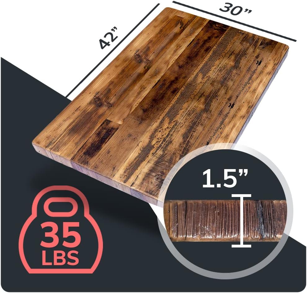 Reclaimed Wood Table Top - Rustic Recycled Wooden Piece Perfect for Kitchens, Dining and Coffee Table Tops (Reclaimed Wood Table Top - Economy, 30" x 42")
