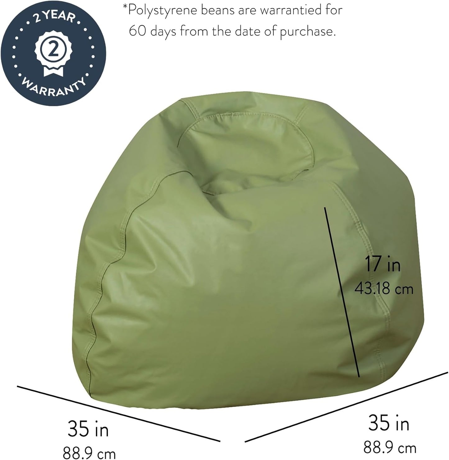 Children's Factory 35" Kids Bean Bag Chairs, Flexible Seating Classroom Furniture, Beanbag Ideal for Boy/Girl Toddler Daycare or Playroom, Sage (CF610-083)