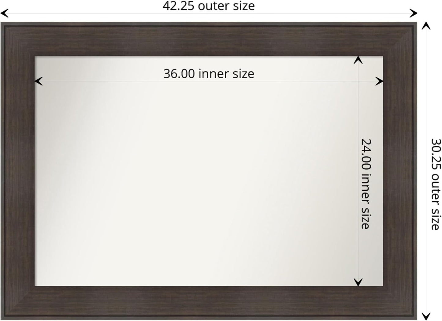 Amanti Art Bronze Bathroom Mirror for Over Sink, 28x40 William Mottled Bronze Narrow Rectangle Vanity Mirror, Large Casual Frame, Hangs Horizonally and Vertically, Bathroom Wall Decor, Non-Beveled