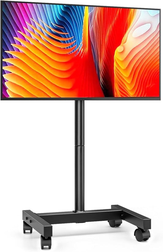 AX WABER Mobile TV Floor Stand for 13-50 inch LCD LED Flat/Curved Panel Screen TVs up to 77 lbs, Height Adjustable TV Stand Mount with VESA 200x200, Portable TV Stand with Tilt Function AX1007TBM