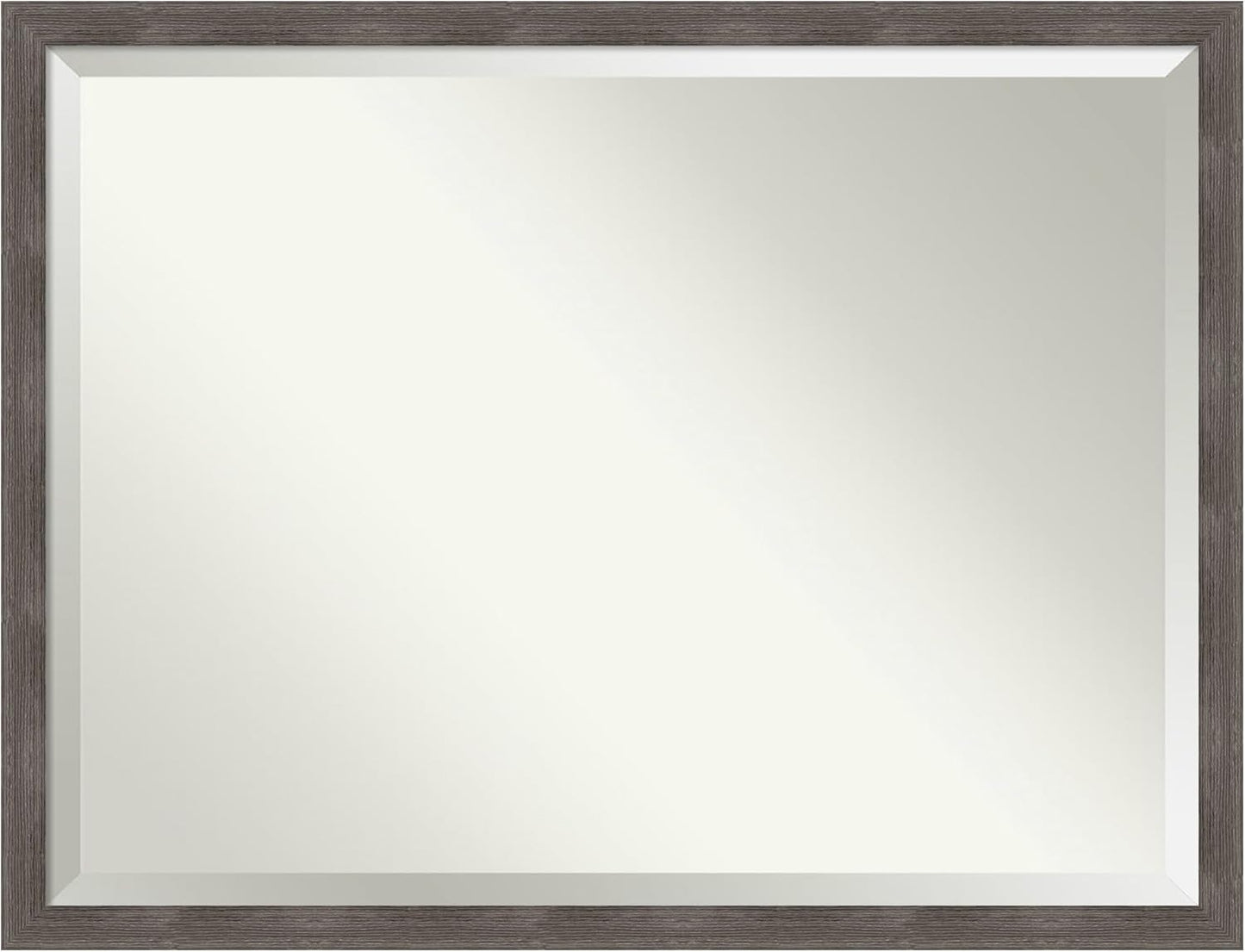 Amanti Art Grey Wall Mirror 33x43 Pinstripe Lead Grey Rectangle Bathroom Mirror for Wall Decor Living Room, X-Large Modern Wood Frame, Hangs Horizonally and Vertically, Bathroom Decor, Beveled Edge