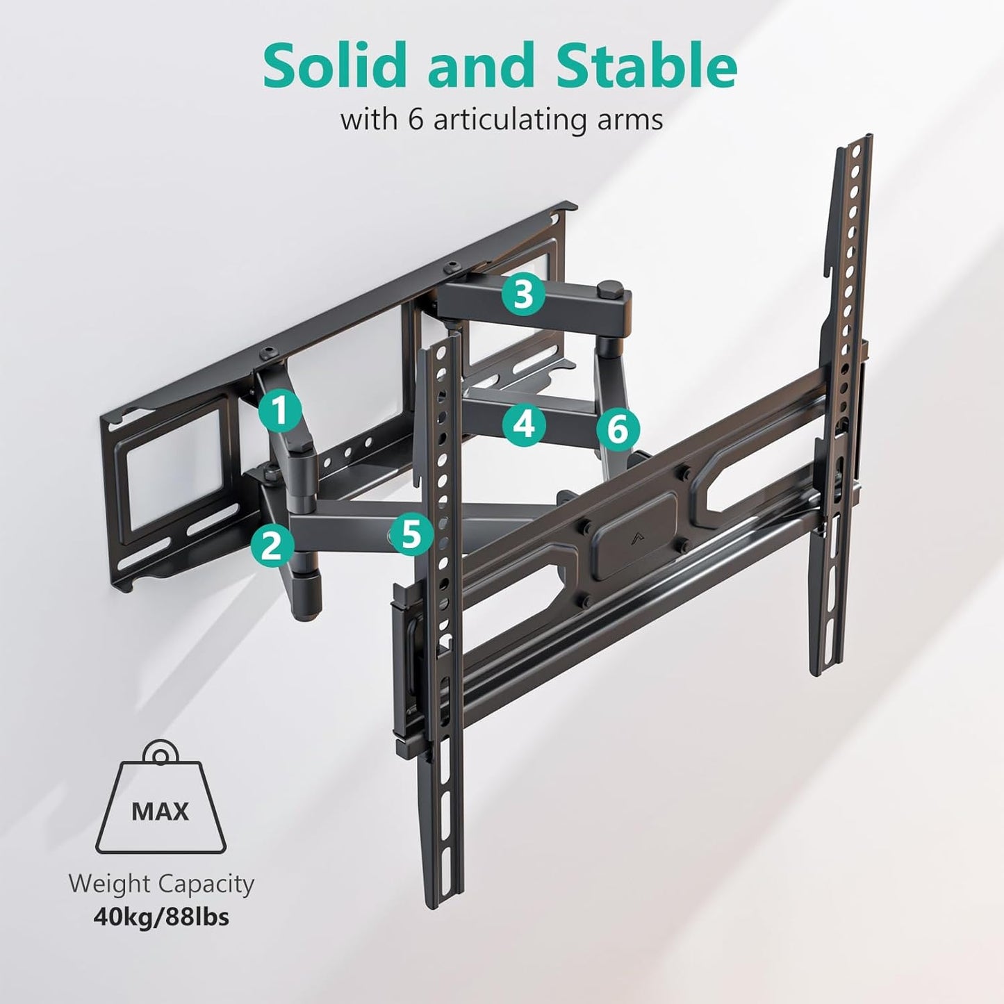 WALI Full Motion TV Wall Mount for Most 32-70 inch Flat Curved TVs, Swivel Extension Tilting Leveling TV Mount Bracket Max Mounting Holes 400x400mm, Holds up to 88 lbs & 12/16" Wood Studs