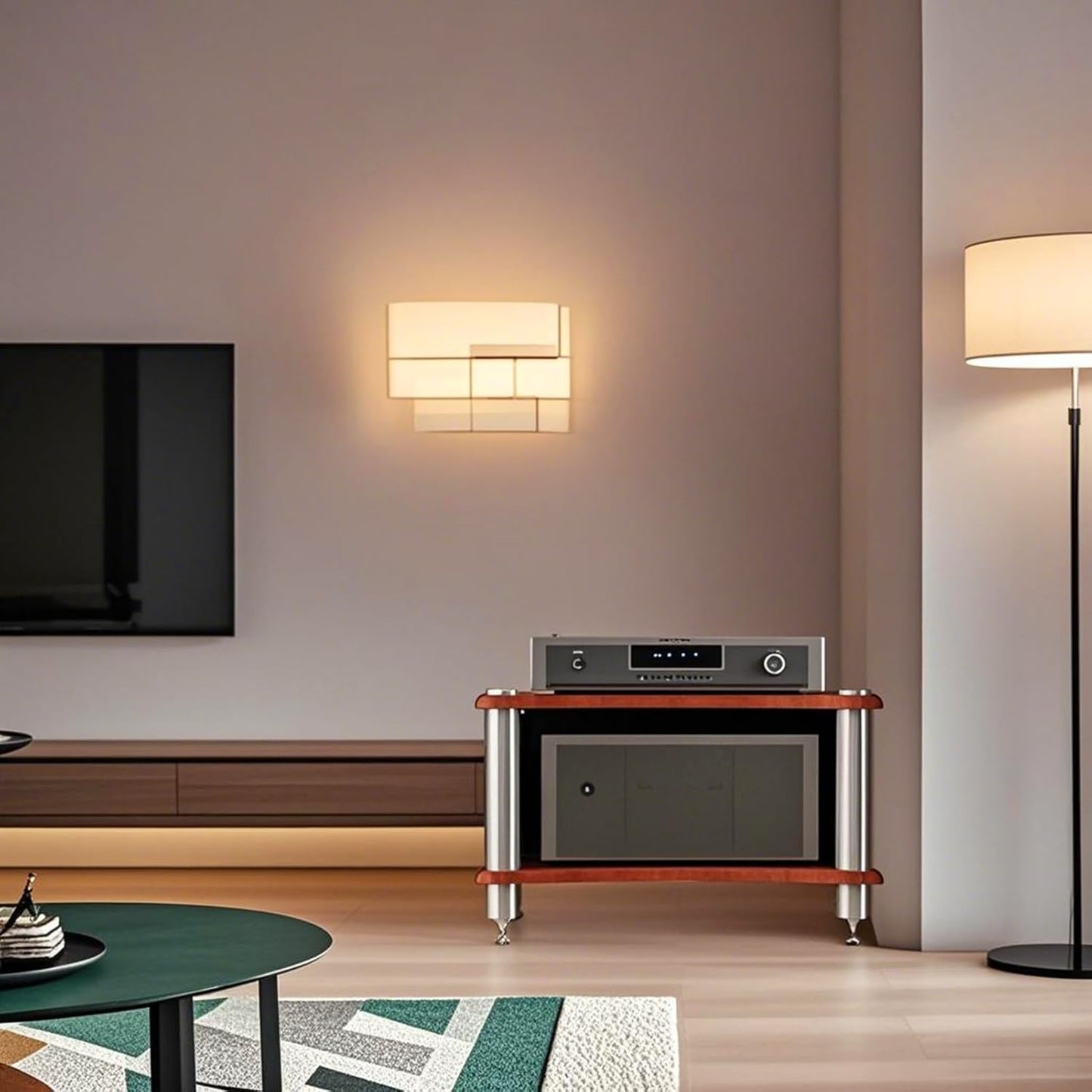 2-Tier AV Media Stand, Stereo Racks and Stands, Video Component Cabinet Audio Rack Tower for DVD Player Game Console TV Box WiFi Routert (Dark Wood, 2-Tier)