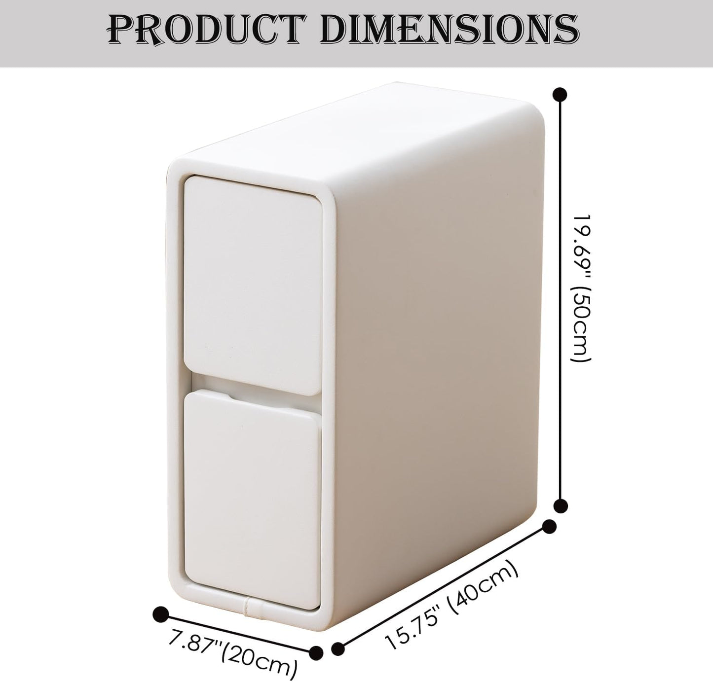 Narrow Nightstand, Solid Wood Night Stand, Slim Nightstands for Small Spaces, Couch, White Color 7.87in Wide