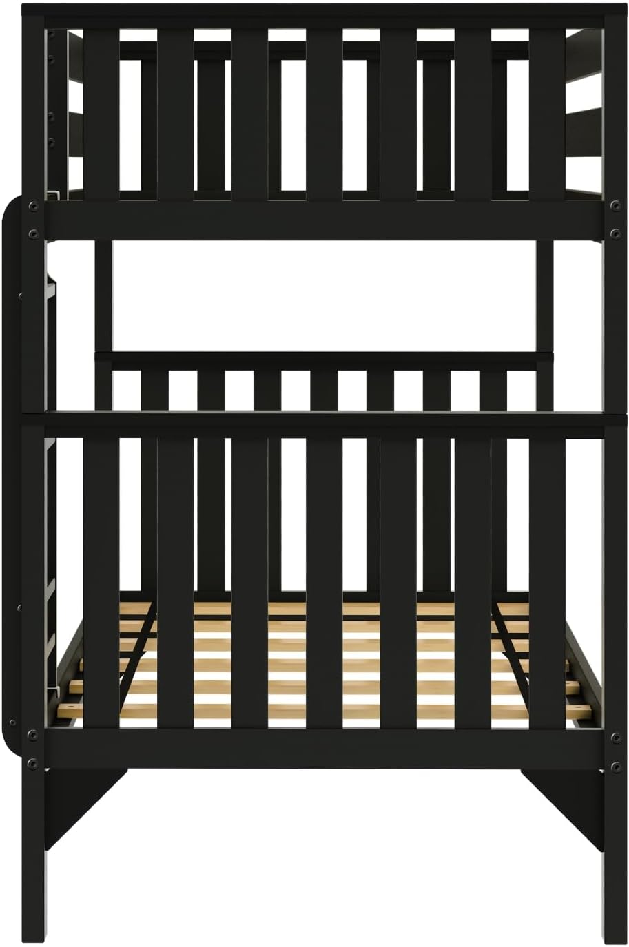 Max & Lily Bunk Bed, Scandinavian Modern Bunk Bed, Solid Wood Twin-Over-Twin Bed Frame for Kids, No Box Spring Needed, Black