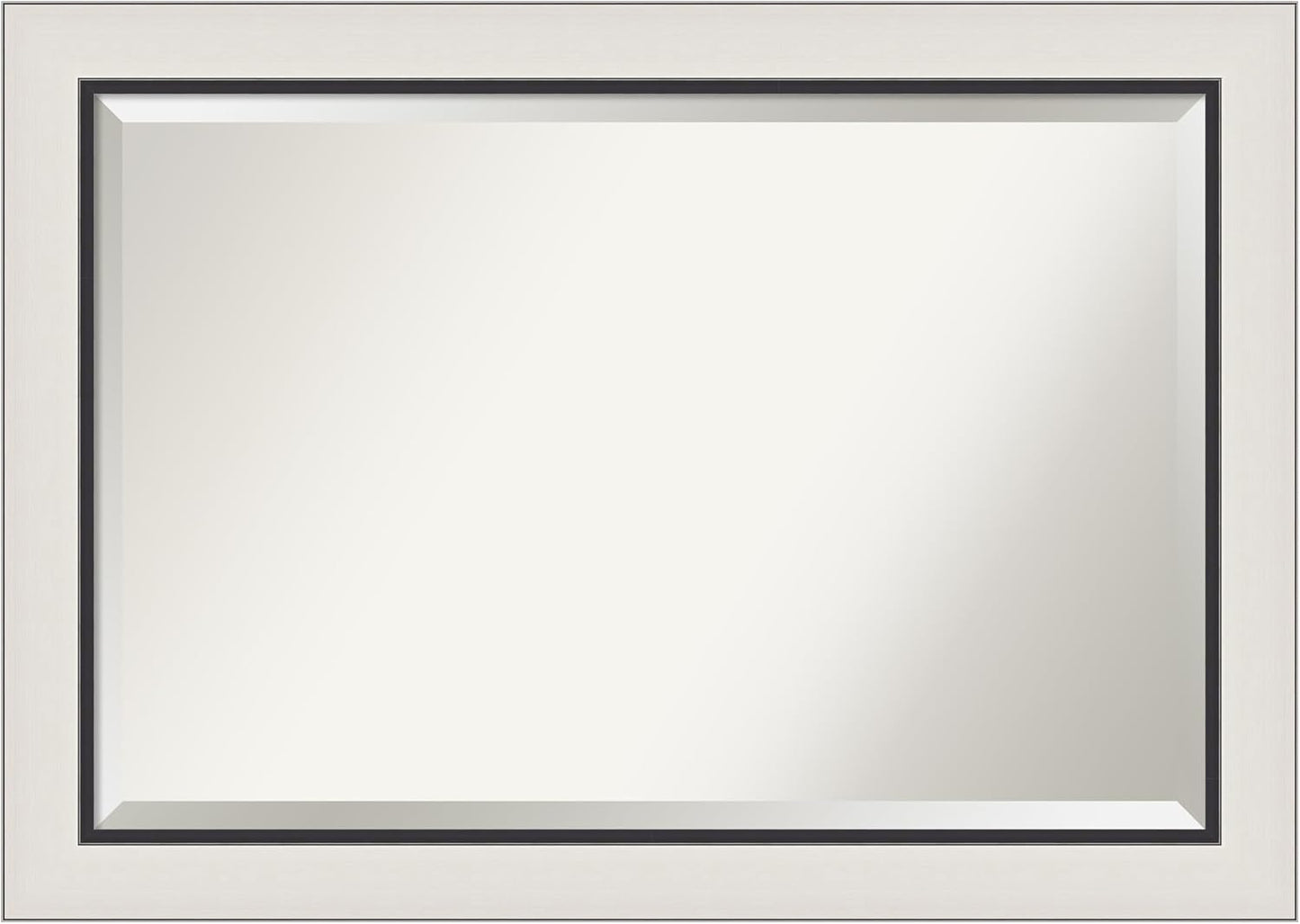 Amanti Art Silver Bathroom Mirror for Over Sink, 30x42 Ellie Silver Black Rectangle Vanity Mirror, Large Modern Contemporary Frame, Hangs Horizonally and Vertically, Bathroom Wall Decor, Beveled Edge