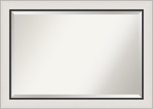 Amanti Art Silver Bathroom Mirror for Over Sink, 30x42 Ellie Silver Black Rectangle Vanity Mirror, Large Modern Contemporary Frame, Hangs Horizonally and Vertically, Bathroom Wall Decor, Beveled Edge