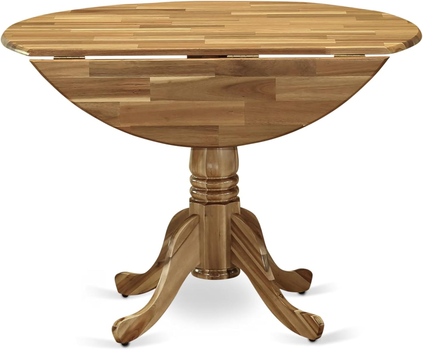 East West Furniture DLEL5-ANA-05 5 Piece Dinette Set for 4 Includes a Round Dining Room Table with Dropleaf and 4 Grey Linen Fabric Upholstered Parson Chairs, 42x42 Inch, Natural