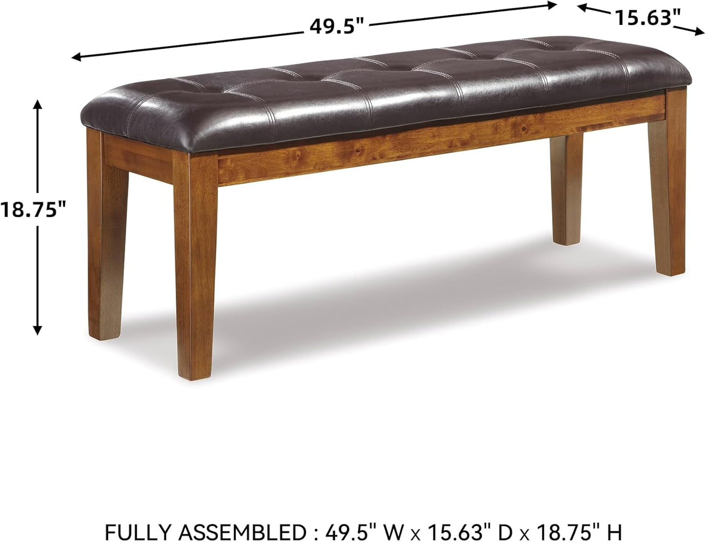 Signature Design by Ashley Ralene Tufted Upholstered Dining Room Bench, Medium Brown