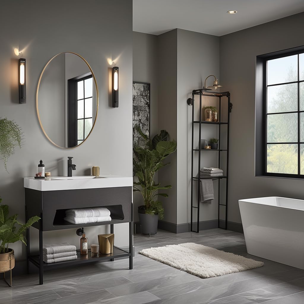 ANDY STAR Gold Oval Mirrors for Bathroom, 24x36 Inch Brushed Gold Stainless Steel Metal Framed Oval Wall Mirror, Modern Vanity Mirror Wall Mount Horizontal or Vertical