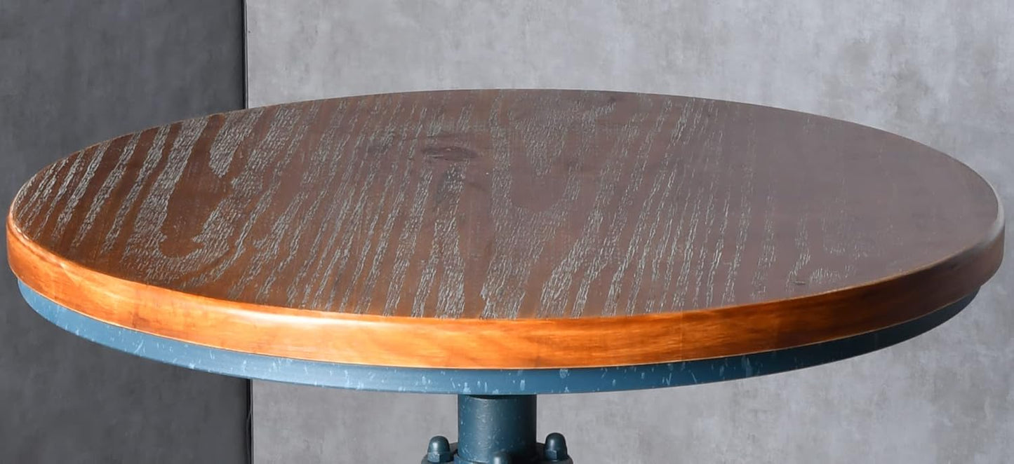 Topower Industrial Bar Table 38.58-48.43" Adjustable Pub Table Kitchen Dining Coffee Bistro Table Antique Blue