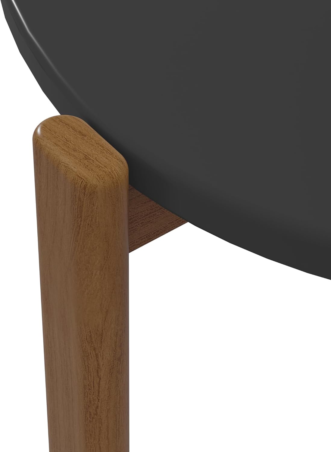 Manhattan Comfort Gales Mid Century Modern Coffee Table with Oval Triangle Shaped Top, Accent Furniture for Living Room Made from Solid Eucalyptus Wood, Matte Black