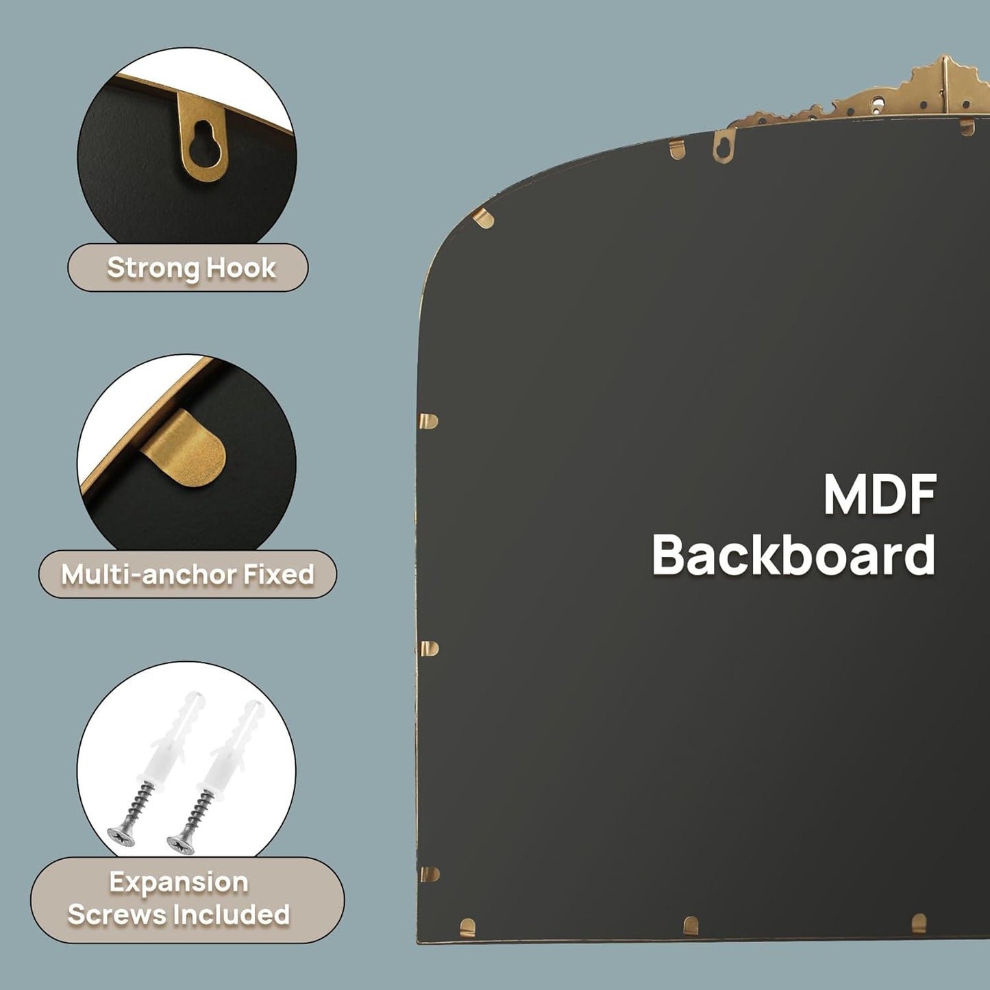 36"X30" Vintage Gold Mirror Baroque Mirror for Wall,Ornate Mirror with Metal Frame,Decorative Mirrors for Living Room,Entryway,Bathroom,and Bedroom