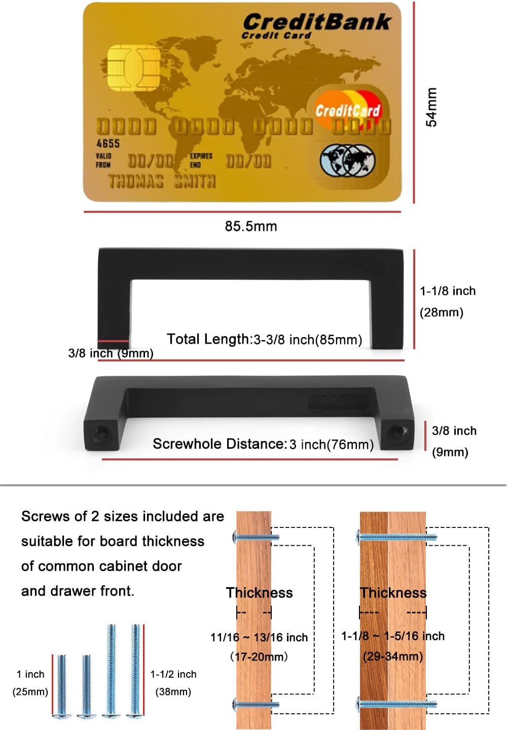 KOOFIZO 30-Pack Solid Square Bar Cabinet Handle - Brushed Gold Furniture Pull, 3 Inch/76mm Screwhole Distance for Kitchen Cupboard Door, Bedroom Dresser Drawer, Bathroom Wardrobe Hardware