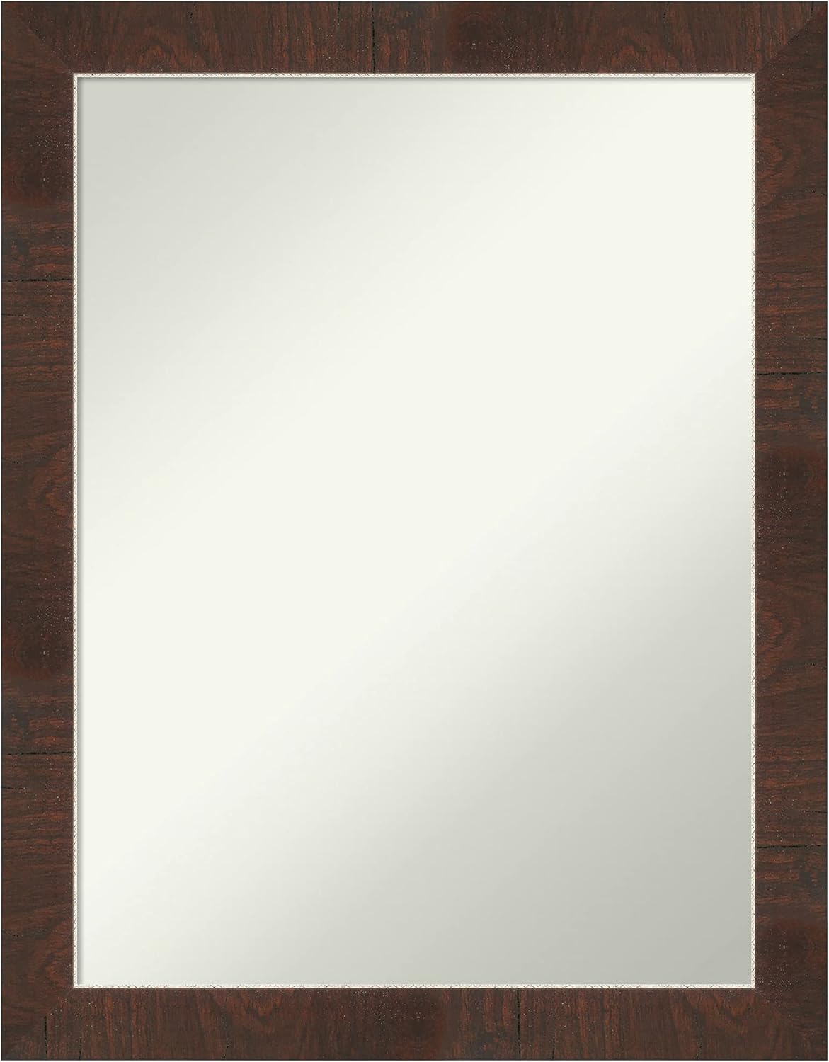 Amanti Art Brown Bathroom Mirror for Over Sink, 29x23 Wildwood Brown Rectangle Vanity Mirror, Medium Country Rustic Frame, Hangs Horizonally and Vertically, Bathroom Wall Decor, Non-Beveled Edge