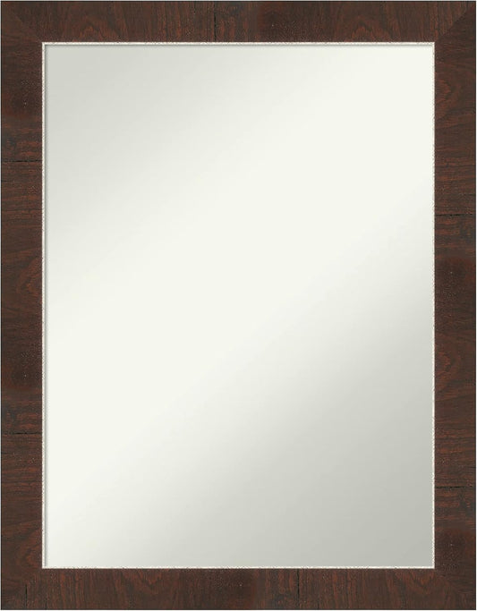 Amanti Art Brown Bathroom Mirror for Over Sink, 29x23 Wildwood Brown Rectangle Vanity Mirror, Medium Country Rustic Frame, Hangs Horizonally and Vertically, Bathroom Wall Decor, Non-Beveled Edge