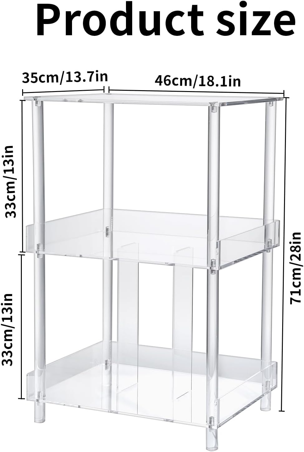 Antilope 18x14 Acrylic Record Player Stand with Vinyl Storage, 3 Tiers Large Turntable Stand Holder Up to 200 Albums, Record Player Table Cabinet Organizer for Living Room Bedroom Corner (Clear)