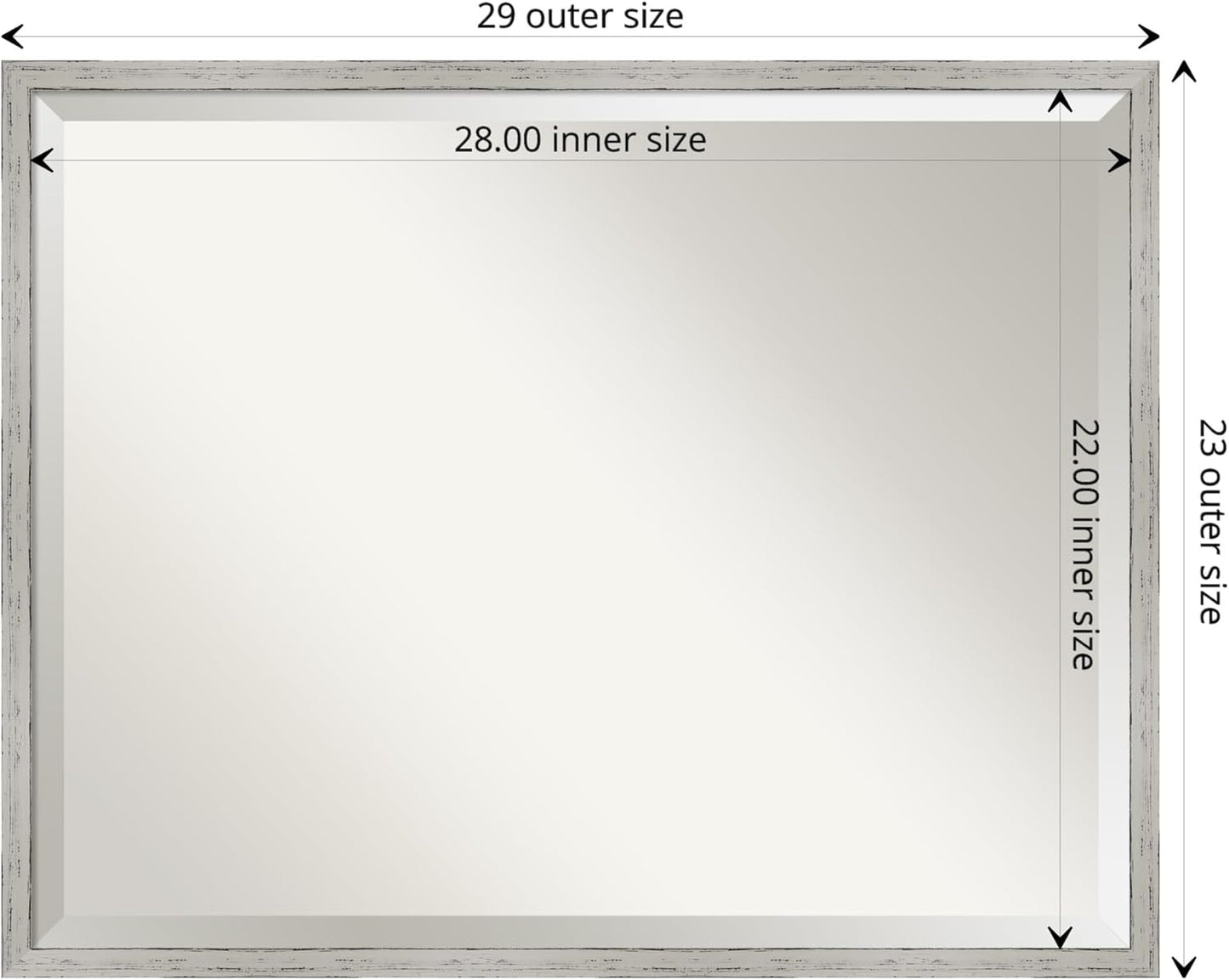 Amanti Art White Bathroom Mirror for Over Sink, 23x29 Shiplap White Narrow Rectangle Vanity Mirror, Large Coastal Wood Frame, Hangs Horizonally and Vertically, Bathroom Wall Decor, Beveled Edge