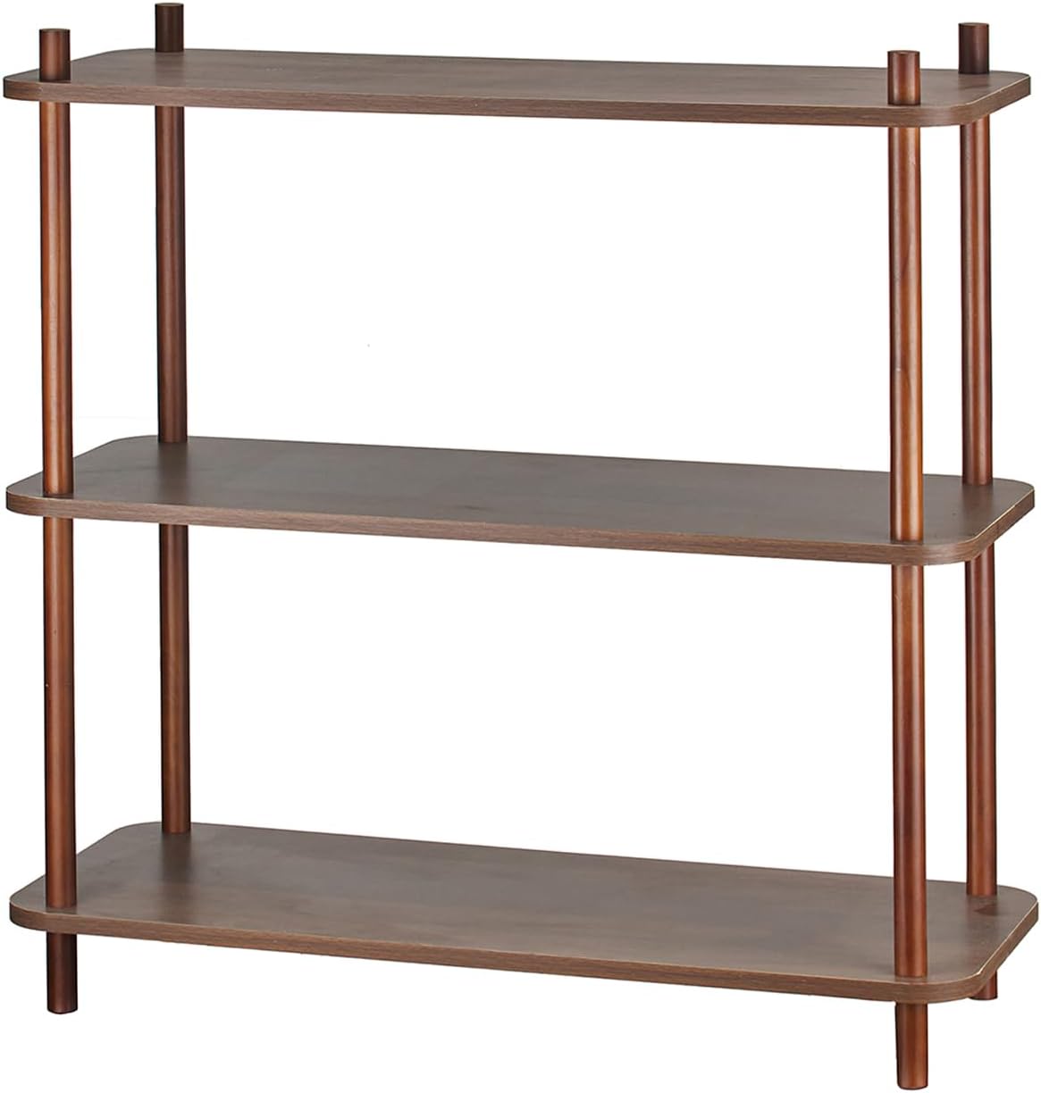 3 Tier Vintage Bookcase with Wood Frame Easy Assemble Construct for Hallway,Entryway Side Table with Storage Shelves Home Office in Living Room (31.5 in)