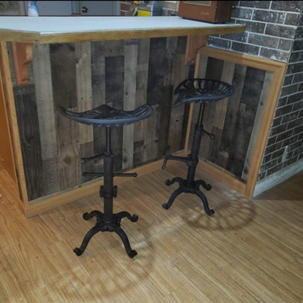 Industrial Bar Stool-Swivel Tractor Seat-Kitchen Dining Counter Chair-Extra Pub Height- Adjustable 24.8-31"-Iron Cast Design