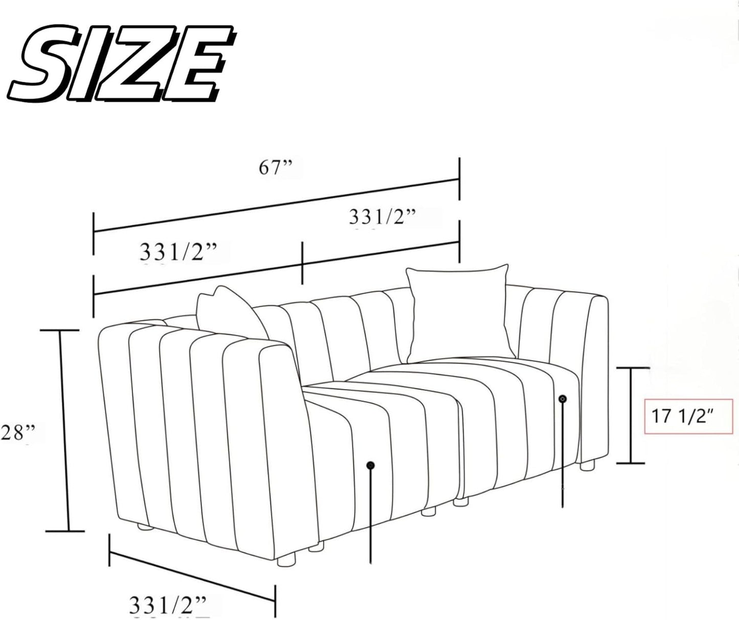 Loveseat Sofa, 67″ Comfy Cloud Couch with Deep Seats, Modern Small Sectional Couches for Living Room, Bedroom, Small Space, White