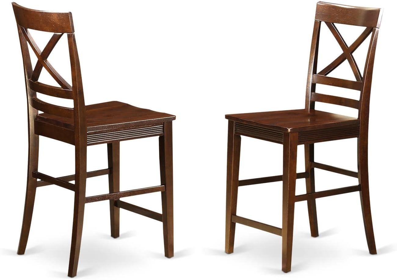East West Furniture VNQU3-MAH-W 3 Piece Counter Height Pub Set for Small Spaces Contains a Square Dining Room Table and 2 Kitchen Chairs, 36x36 Inch, Mahogany