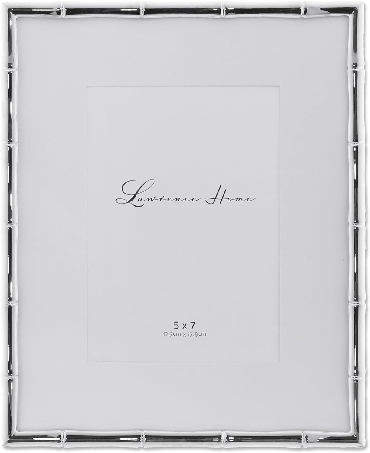 Lawrence Frames Bamboo Design Metal Frame, 8x10, Matted 5x7, Silver